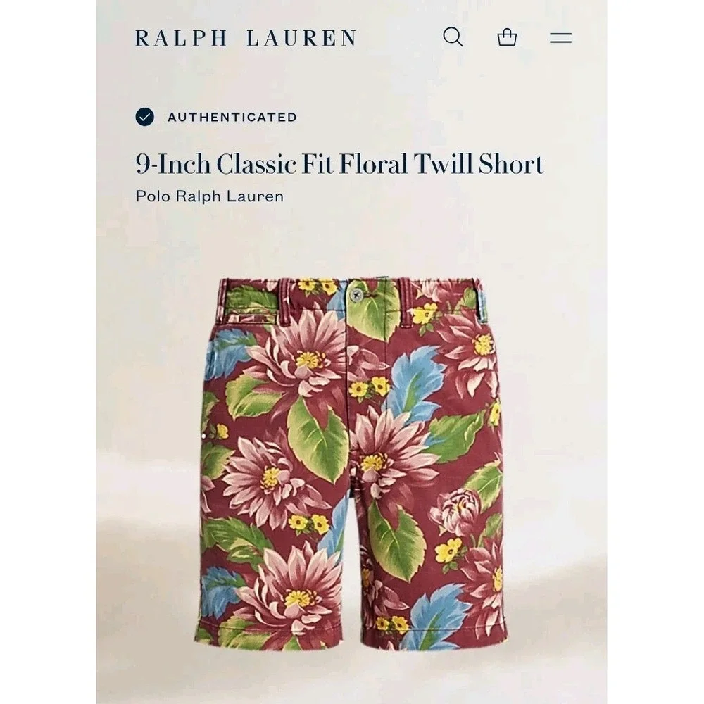 $148 NWT Polo Ralph Lauren Men's 9-Inch Classic Fit Floral Twill Shorts Size 31
